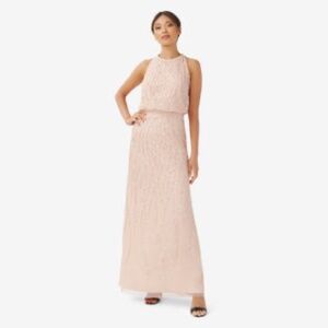 Adrianna Papell Women's Sleevless Blouson Beaded Gown